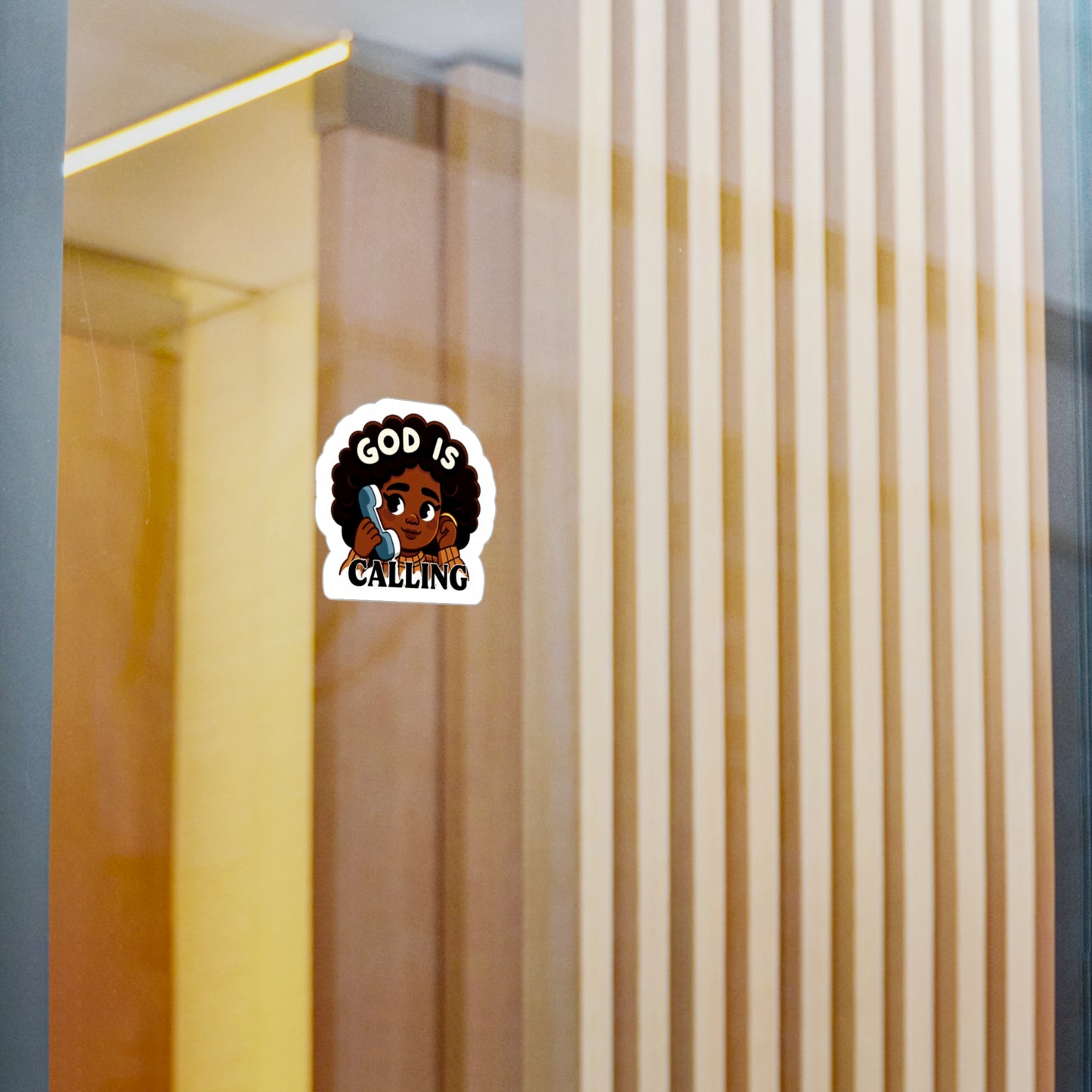 God Is Calling| Vinyl Sticker| Faith Based Stickers| 3x4| 6x8| transparent background| cute brown girl sticker