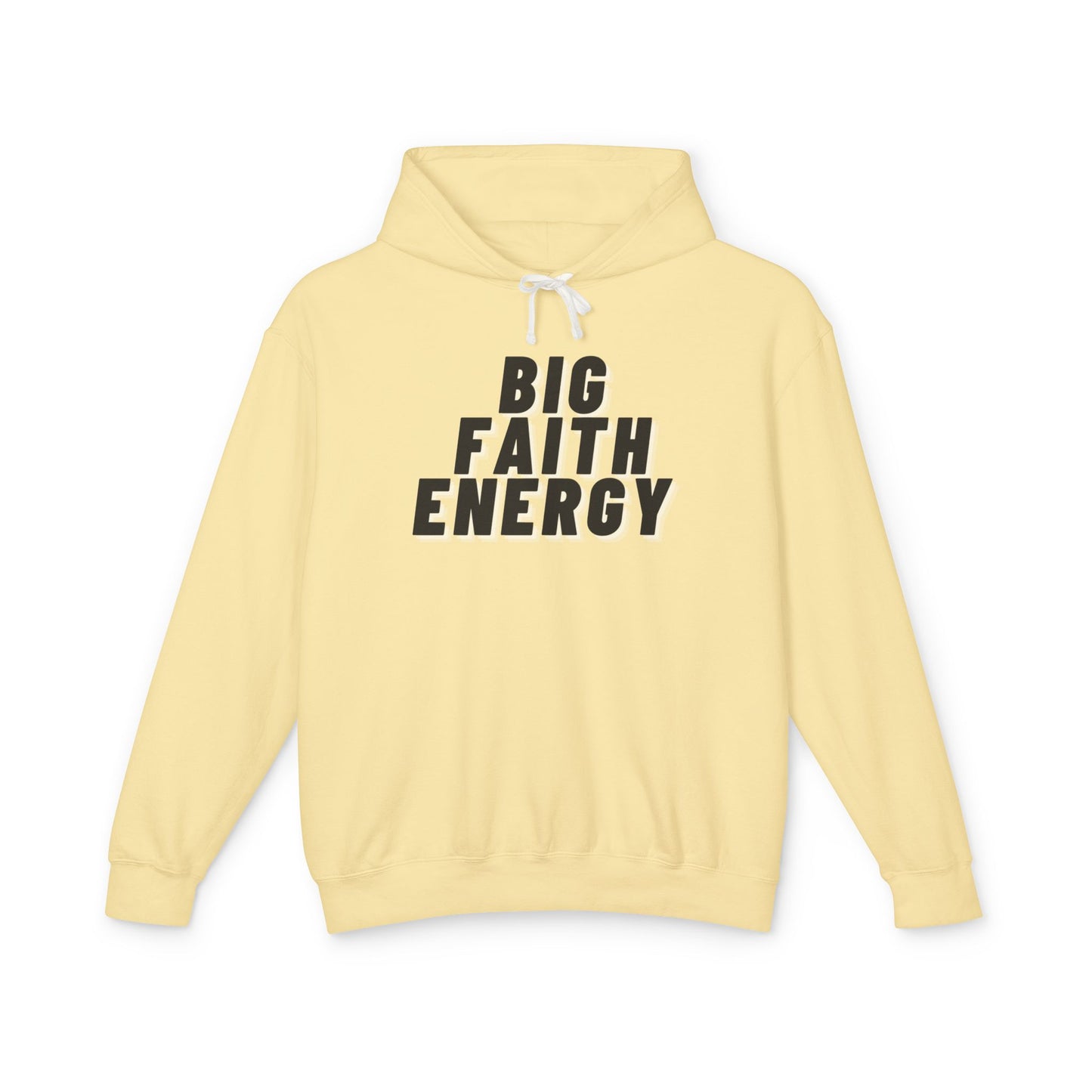 Big Faith Energy| Yellow Unisex Lightweight Hooded Sweatshirt| Christian Streetwear