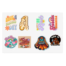 Load image into Gallery viewer, Cool Colorful Christian Sticker Sheet| 6x4|11x8.5| Faith based stickers| Vinyl Stickers| Die-cut stickers| Waterproof
