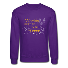 Load image into Gallery viewer, Worship before you worry- Crewneck - purple
