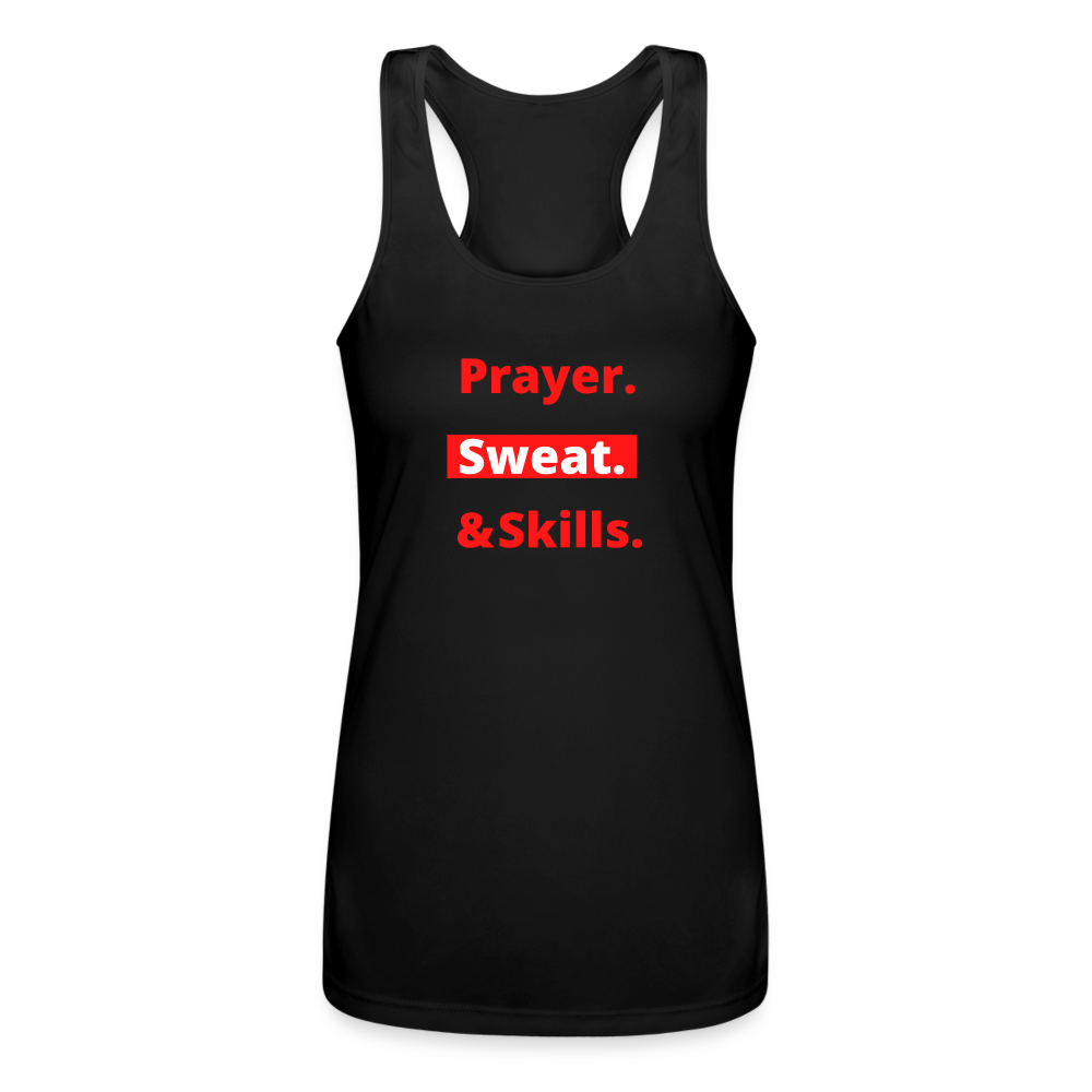 Prayer Sweat Skills-Women’s Performance Racerback Tank Top - black
